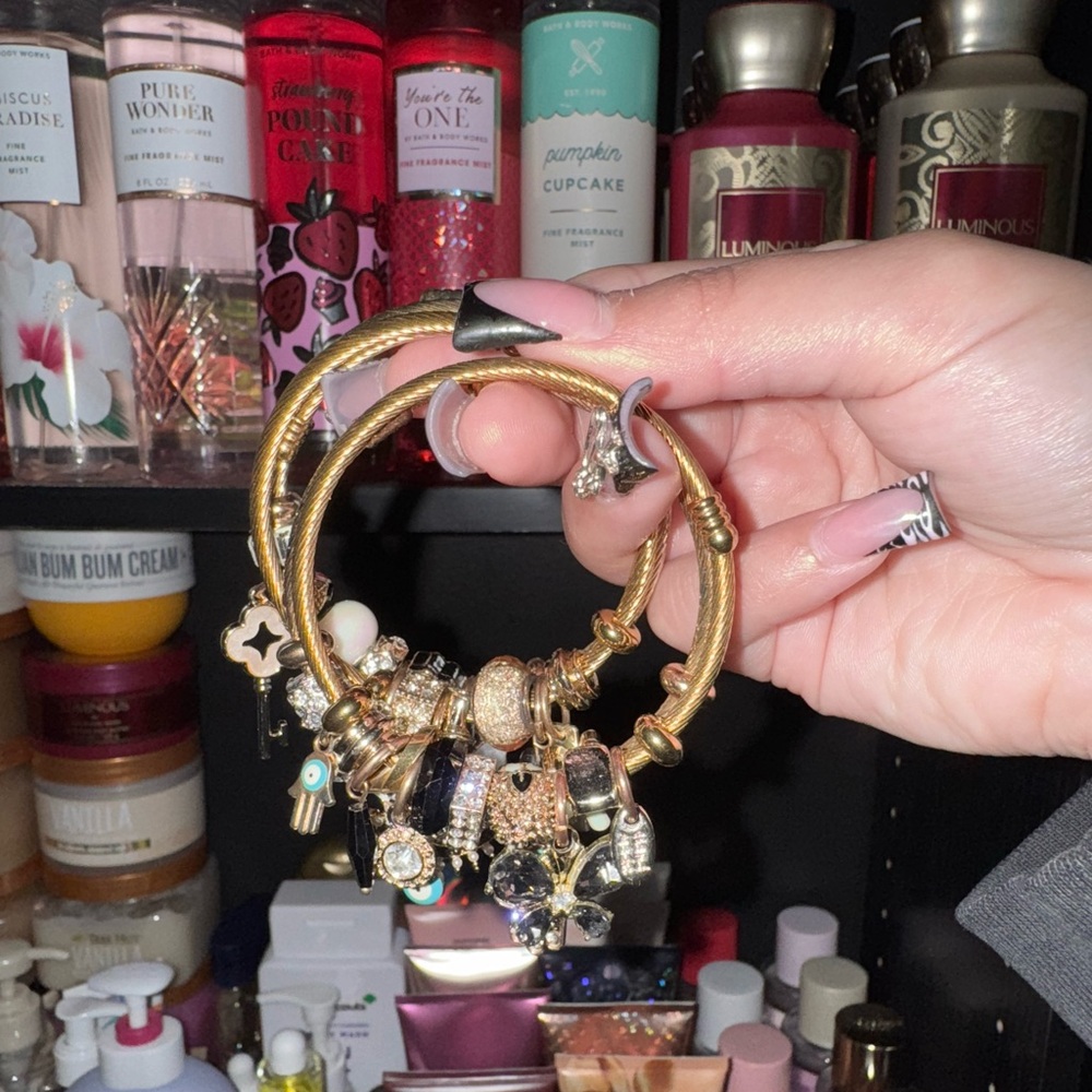 Bangle bracelets with charms